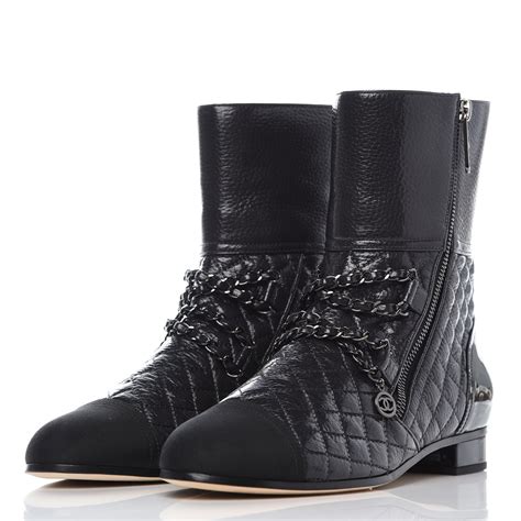 chanel black quilted boots|chanel boots with pearl heel.